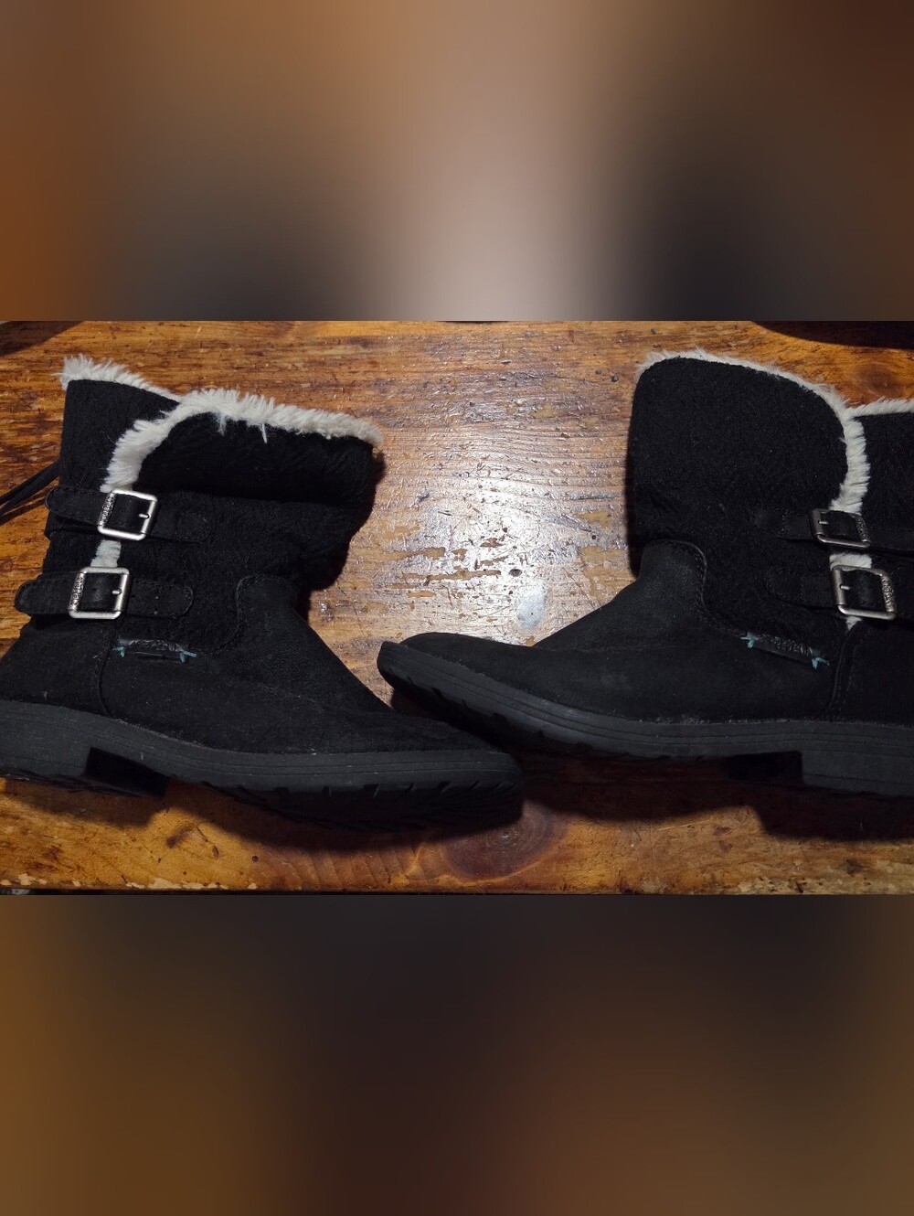 Women's Mad Love Black Faux-Suede Winter Boots with Shearling Trim, Size 8